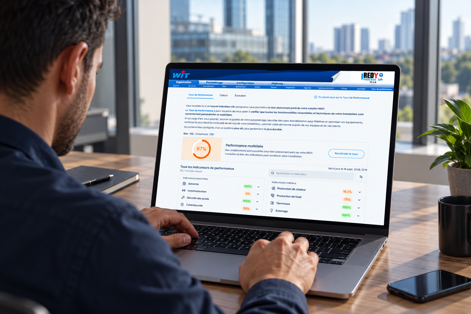 Automate REDY affichant le Taux de Performance GTB
