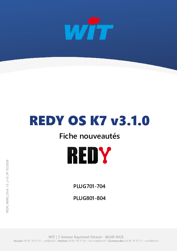 Fiche nouveautés – OS REDY (K7)