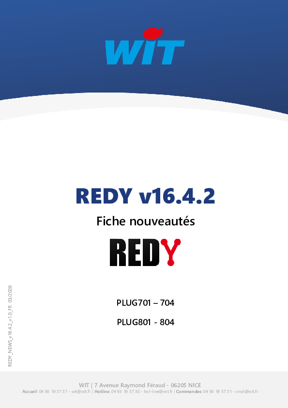 Fiche nouveautés – REDY — 16.4.2